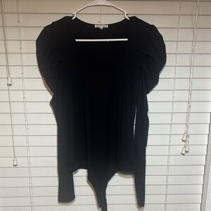 Chic Black Puff Sleeve Bodysuit